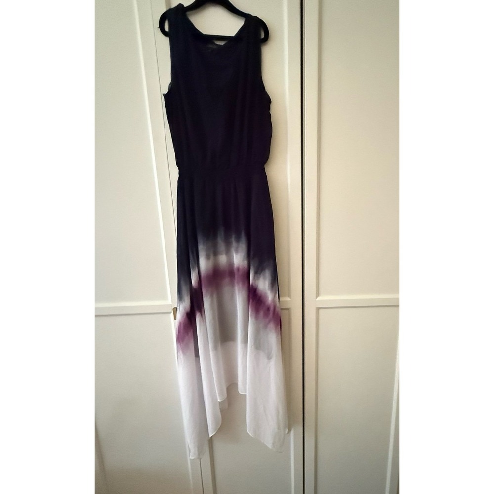 Simply Vera Hanker-chief Ombré Midi Dress navy purple white womens small